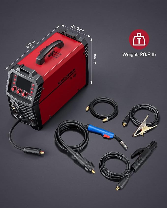 ARCCAPTAIN MIG Welder, 200Amp 6 in 1 Gas MIG/Gasless Flux Core MIG/Stick/Lift TIG/Spot welding/Spool Gun 110V/220V Aluminum Multi Process Welding Machine with LED Digital Display, Burn Back Adjustment