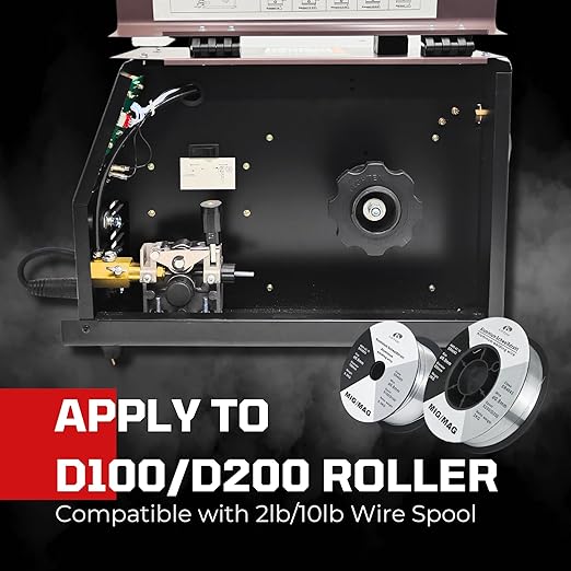 LOTOS MIG175 175A MIG Welder with Aluminum Spool Gun - Advanced Auto MIG Synergistic Setting, Voltage Fine Tuning, Gas MIG Welding & Gasless Flux Core MIG Welding - Brown, 240V