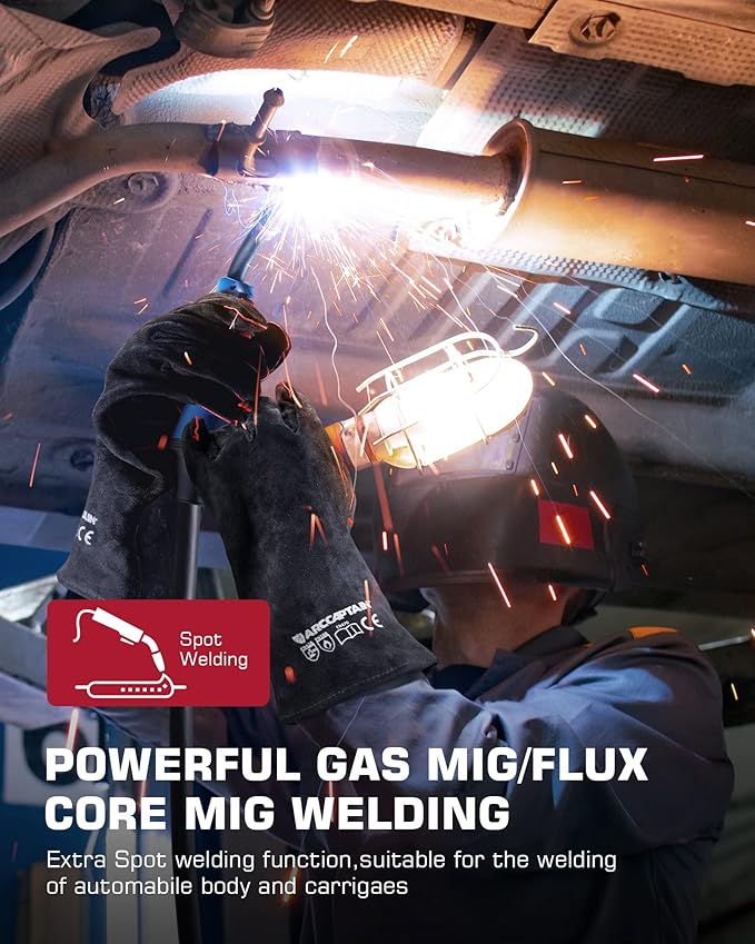 ARCCAPTAIN MIG Welder, 200Amp 6 in 1 Gas MIG/Gasless Flux Core MIG/Stick/Lift TIG/Spot welding/Spool Gun 110V/220V Aluminum Multi Process Welding Machine with LED Digital Display, Burn Back Adjustment