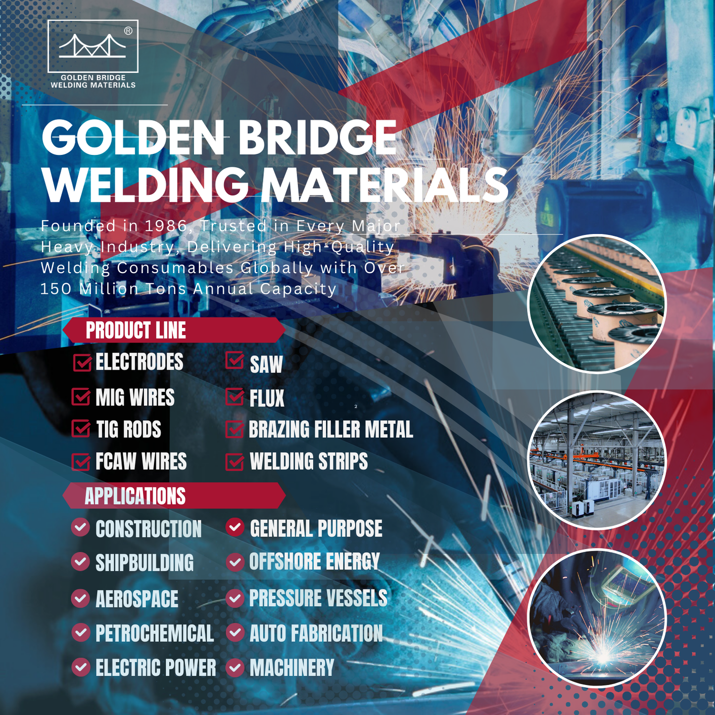 Golden Bridge ER70S-6 MIG Welding Wire 10/11 lbs 8" Spool 0.030/0.035/0.045 in