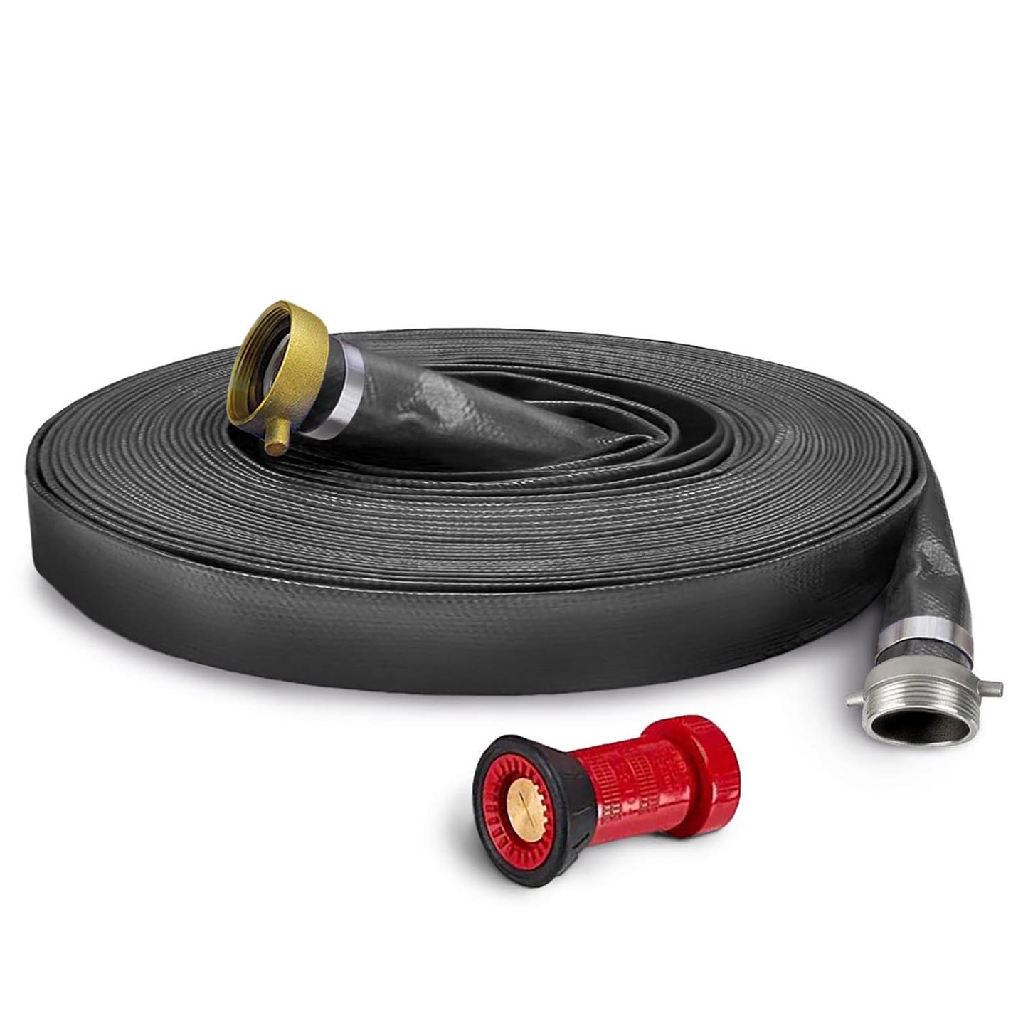 Foresee 1-1/2 IN x 100 FT PVC Watering Hose Kit with Pin Lug Couplings includes Spray Pattern Nozzle