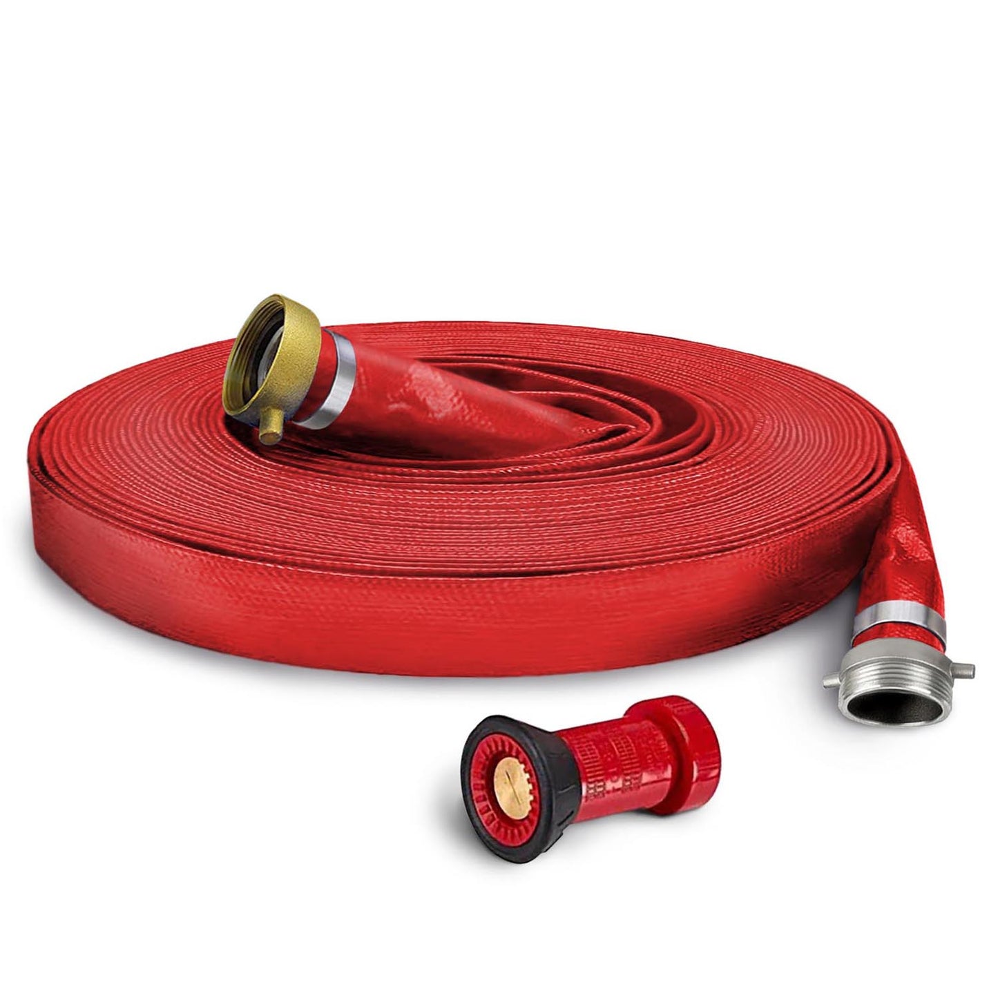 Foresee 1-1/2 IN x 100 FT PVC Watering Hose Kit with Pin Lug Couplings includes Spray Pattern Nozzle
