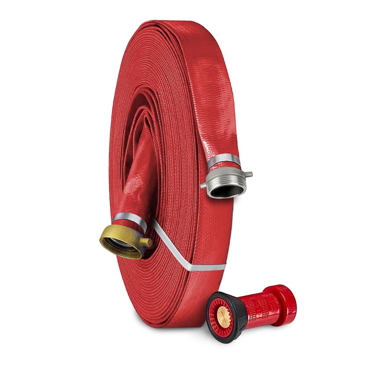 Foresee 1-1/2 IN x 100 FT PVC Watering Hose Kit with Pin Lug Couplings includes Spray Pattern Nozzle