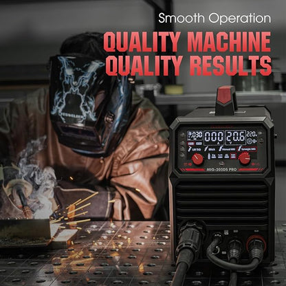 YESWELDER MIG-205DS MIG Welder, 200Amp 110/220V Dual Voltage MIG Welding Machine, 5 in 1 Gas MIG/Flux Core MIG/Spool Gun MIG/Lift TIG/Stick Multiprocess Aluminum MIG Welder, Spool Gun Compatible