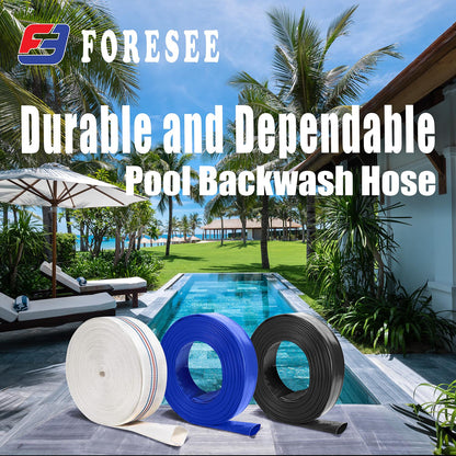 Water Discharge Backwash Pool Hose 1" in inch x 50 FT PVC Drain Blue (Open Box)